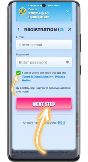 Email and password form for 9 Masks of Fire signup