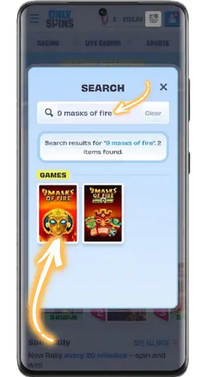 Lobby search bar 9 Masks of Fire title