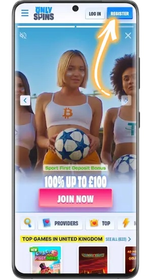 9 Masks of Fire casino homepage register button
